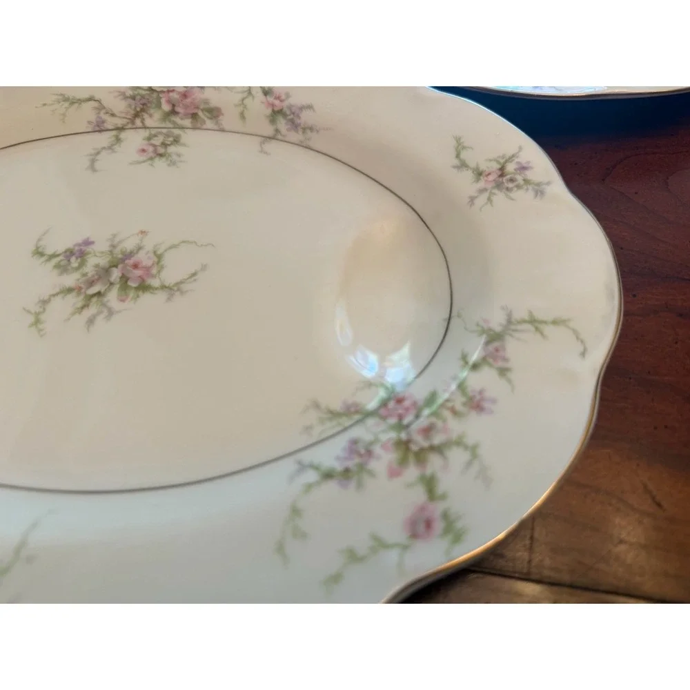 Vtg Theodore Haviland NY Rosalinde Fine China 9 Pc Set w/h Meat Carving Platter
